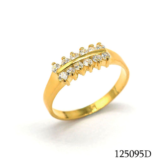 18K gold plated brass CZ half eternity band ring with sparkling stones, SKU 125095D