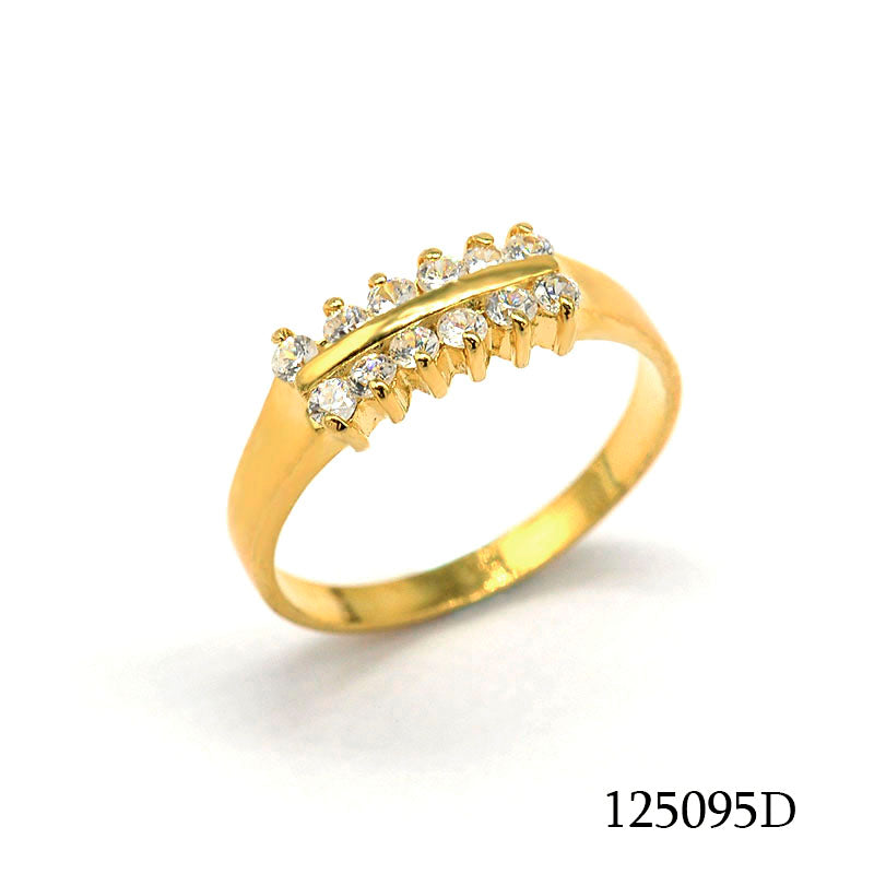 18K gold plated brass CZ half eternity band ring with sparkling stones, SKU 125095D