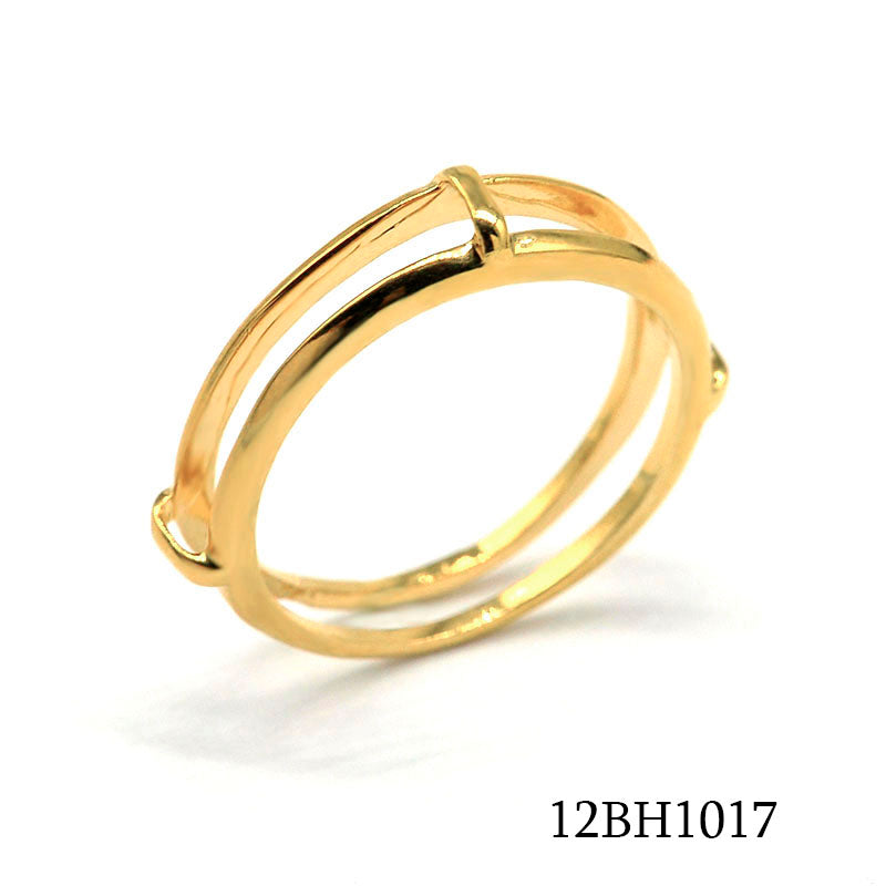 18K gold plated double layer curved band ring with minimalist design, SKU 12BH1017