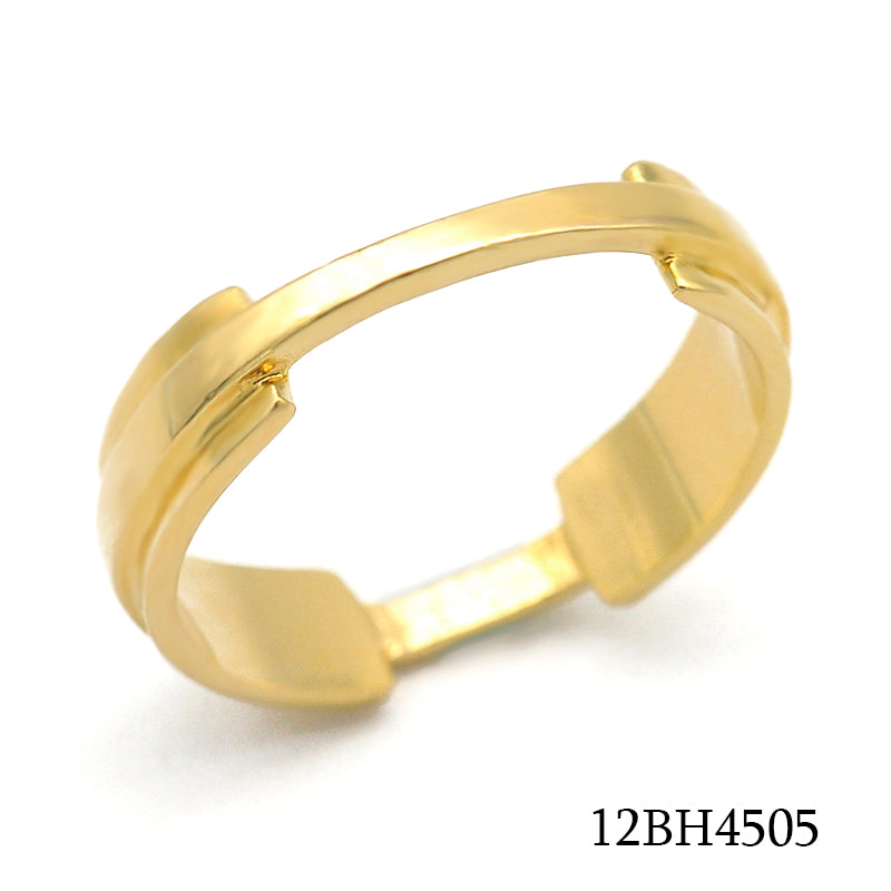 18K gold plated brass wide open cuff ring with minimalist adjustable design, SKU 12BH4505