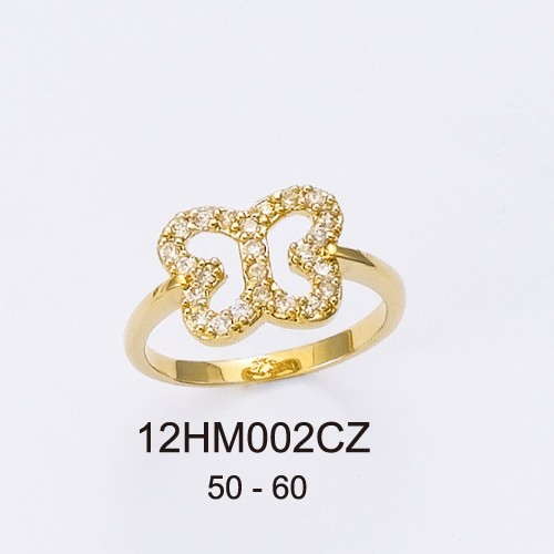 18K gold plated brass CZ butterfly pave ring with cubic zirconia stones, SKU 12HM002CZ