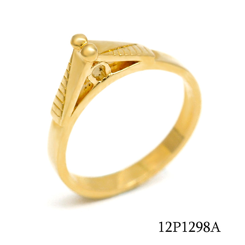 18K gold plated brass classic raised setting ring with minimalist design, SKU 12P1298A