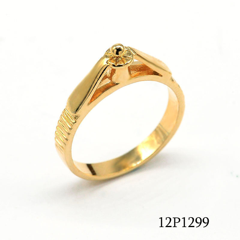 18K gold plated brass minimal signet ring with geometric top design, SKU 12P1299Y