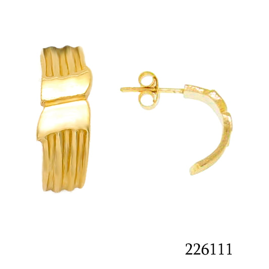 18K gold plated ribbed twist half-hoop stud earrings, SKU 226111