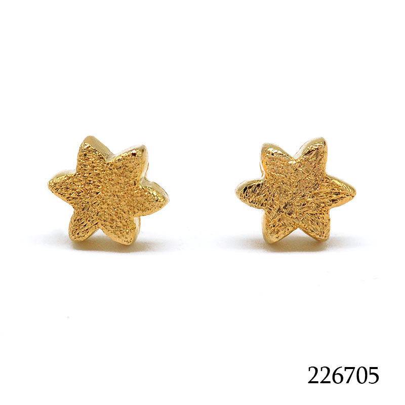 18K gold plated textured seven-point star stud earrings, SKU 226705
