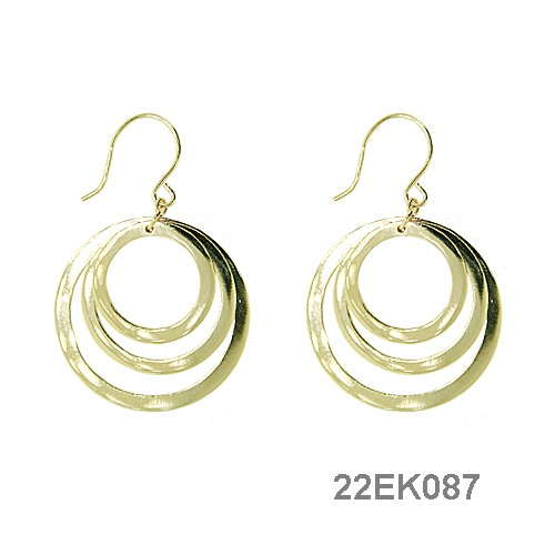 18K gold plated layered concentric circle drop earrings, SKU 22EK087