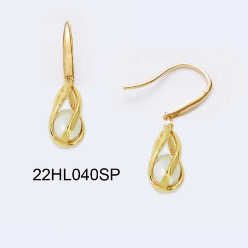 18K gold plated twisted open teardrop hook earrings, SKU 22HL040SP