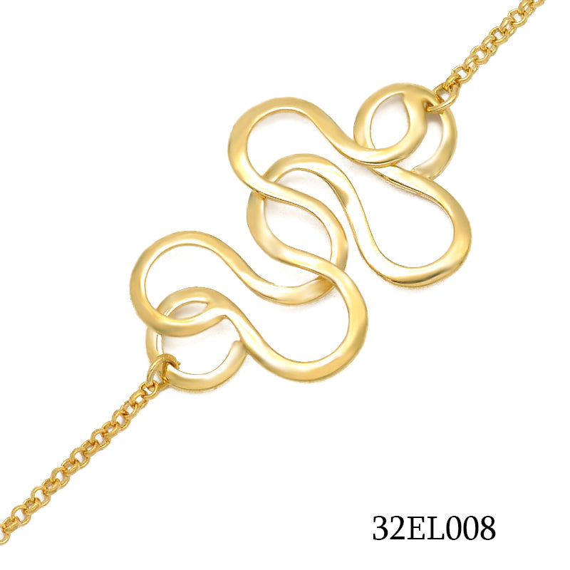 18K gold plated chain bracelet with interlocking double infinity links, SKU 32EL008