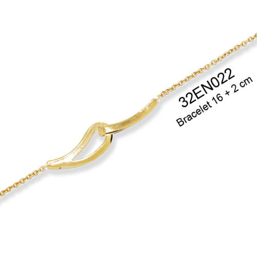 18K gold plated abstract open leaf link bracelet, 16 plus 2 cm, SKU 32EN022