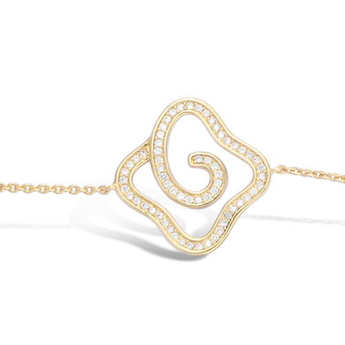 18K gold plated abstract open spiral station bracelet with clear pavé cubic zirconia, SKU 32EP095CZ