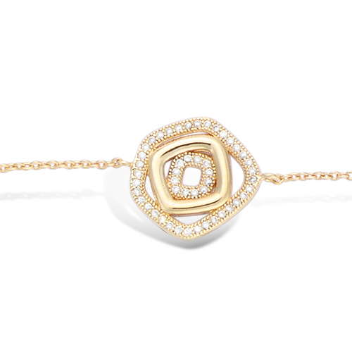 18K gold plated layered rounded-square station bracelet with clear pavé cubic zirconia, SKU 32HN133CZ