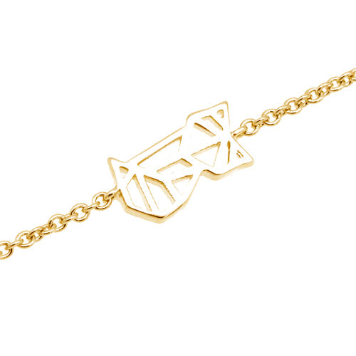 18K gold plated geometric openwork bow station chain bracelet, SKU 32HU1580