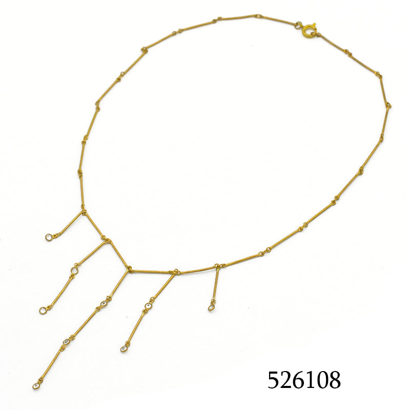 18K gold plated asymmetric multi-drop bar fringe chain necklace, SKU 526108