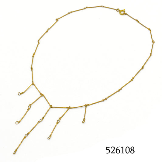 18K gold plated asymmetric multi-drop bar fringe chain necklace, SKU 526108