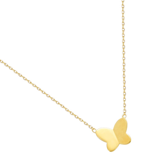 18K gold plated polished butterfly pendant chain necklace, SKU 52CA0022