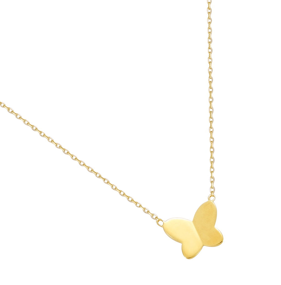 18K gold plated polished butterfly pendant chain necklace, SKU 52CA0022