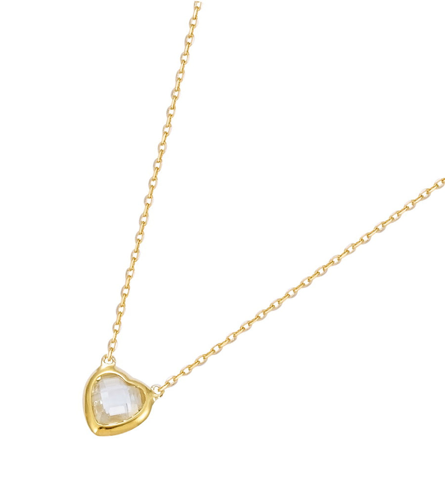 18K gold plated necklace with faceted clear teardrop cubic zirconia pendant, SKU 52EL026CZ
