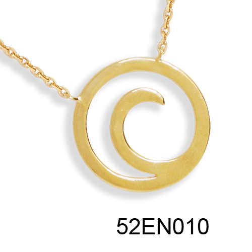 18K gold plated round open spiral pendant chain necklace, SKU 52EN010
