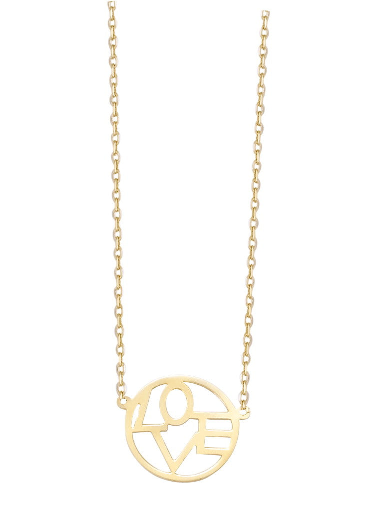 3 Microns 18K Gold Plated LOVE Pendant Necklace on Fine Chain