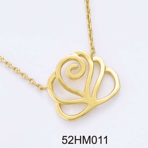 18K gold plated openwork rose spiral pendant chain necklace, SKU 52HM011