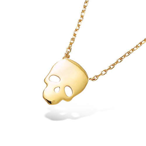 18K gold plated polished skull pendant chain necklace, SKU 52HN035