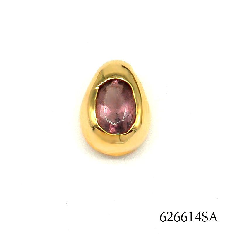 18K gold plated organic oval pendant with faceted purple cubic zirconia stone, SKU 626614SA