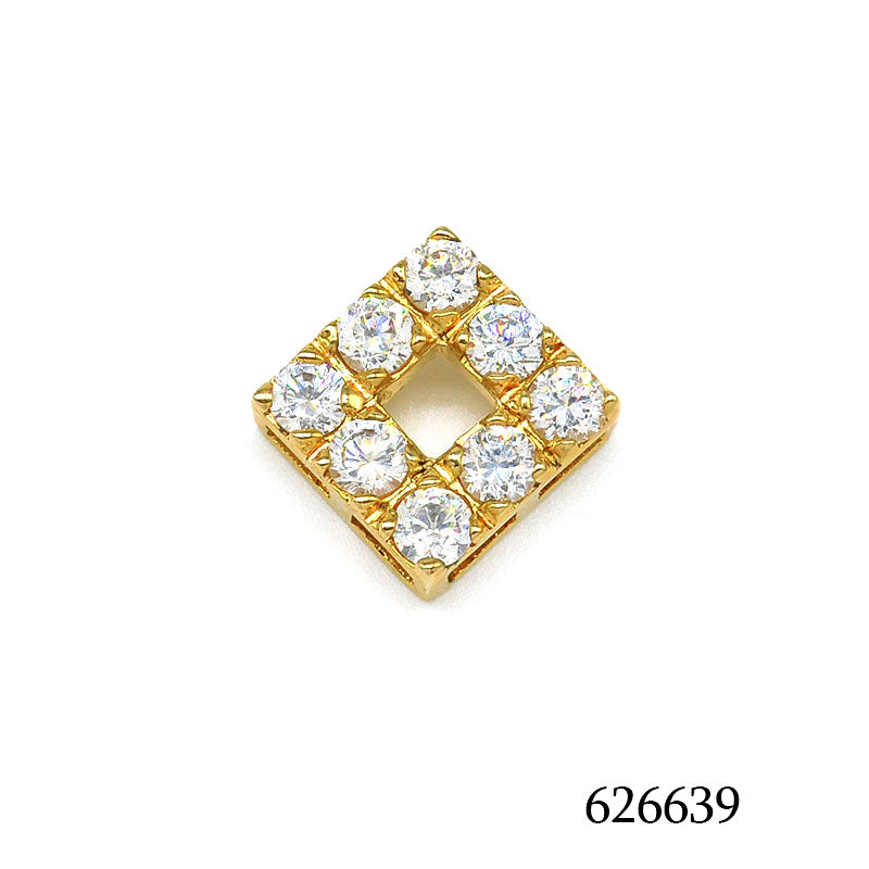 18K gold plated square halo pendant with large clear cubic zirconia stones, SKU 626639