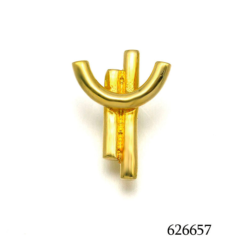18K gold plated abstract pendant with crescent curve and vertical bar elements, SKU 626657