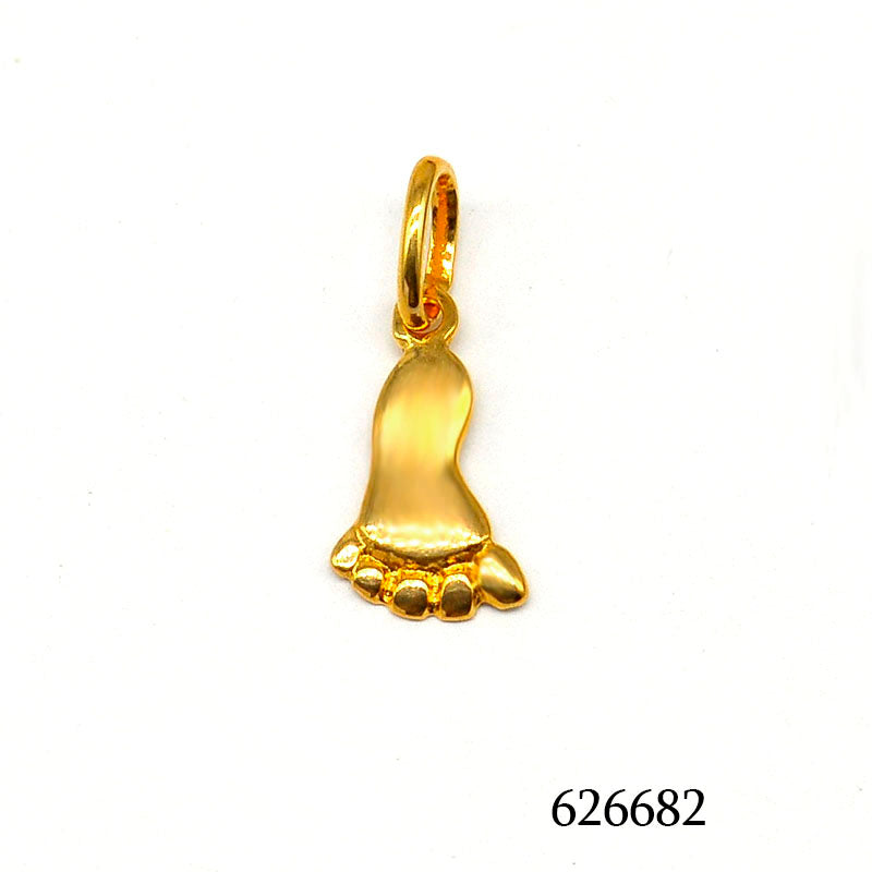 18K gold plated polished baby footprint charm pendant, SKU 626682