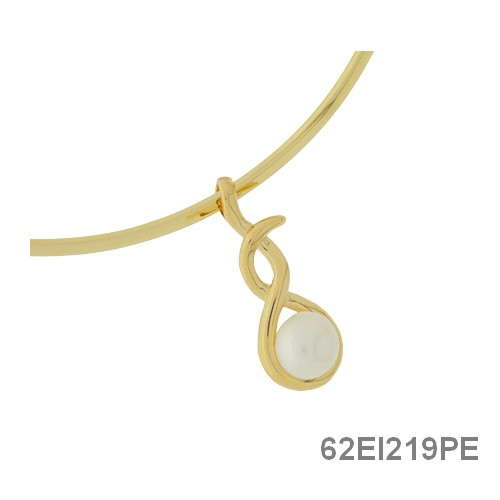 18K gold plated infinity loop pendant with round natural pearl, SKU 62EI219PE