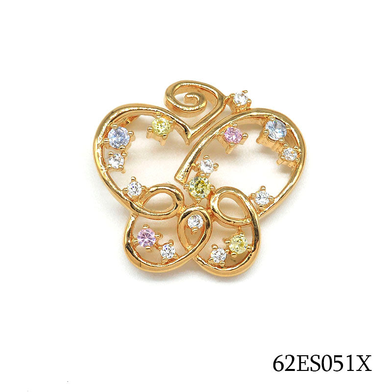 18K gold plated openwork butterfly pendant with multicolor cubic zirconia accents, SKU 62ES051X
