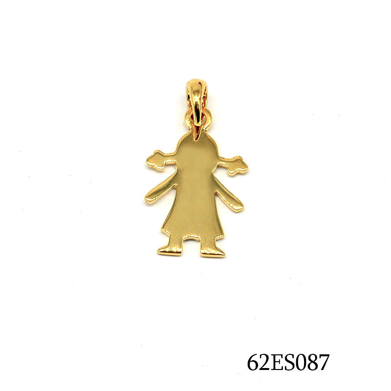 18K gold plated polished girl silhouette charm pendant, SKU 62ES087