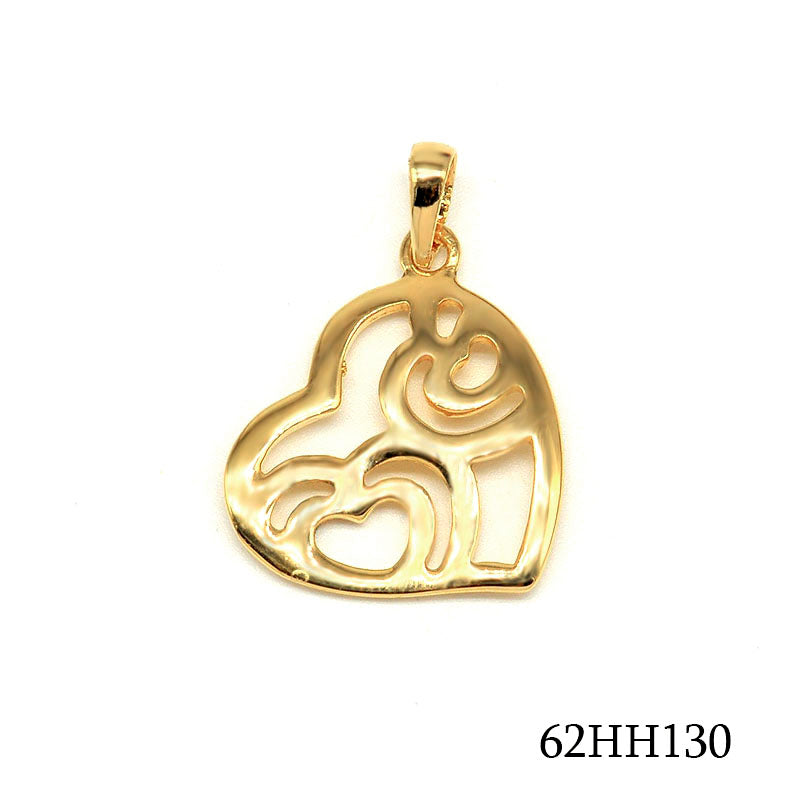 18K gold plated abstract family heart openwork pendant, SKU 62HH130