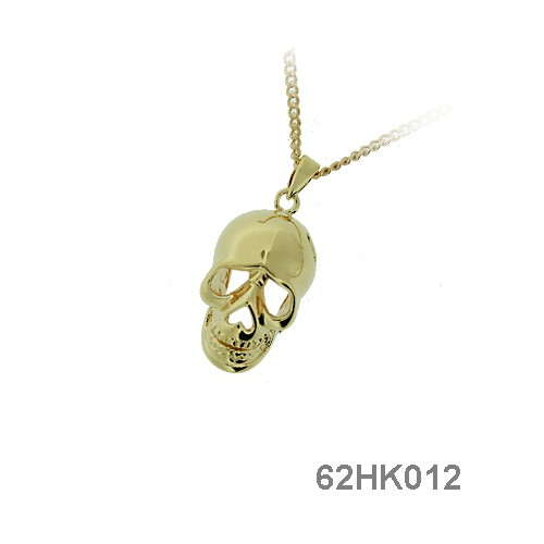 18K Gold Plated Polished Skull Pendant