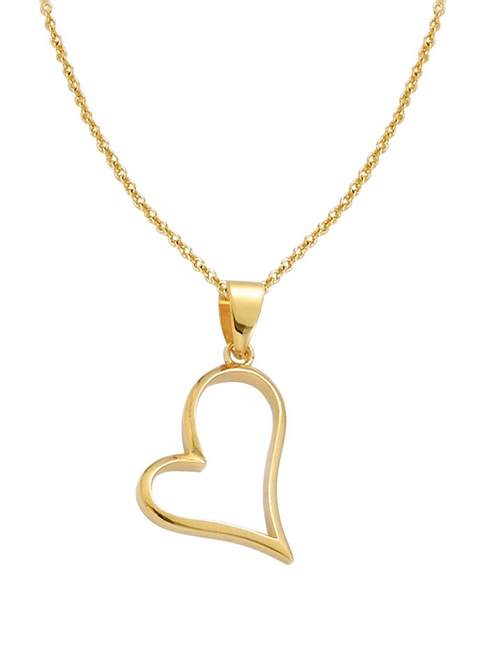 18K gold plated asymmetric open heart pendant, SKU 62HL016