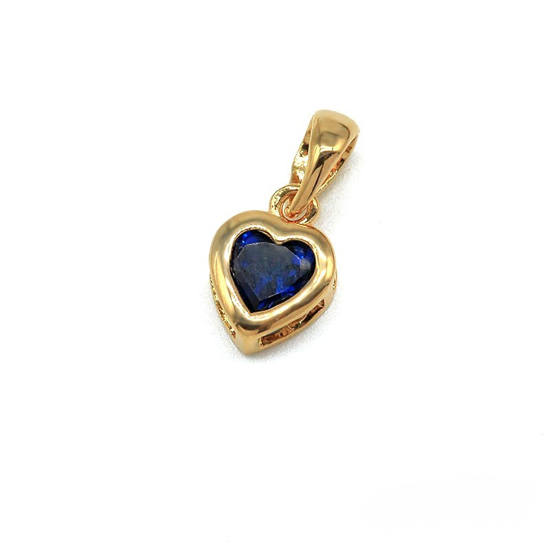 18K gold plated heart pendant with faceted deep-blue synthetic glass stone, SKU 62HT1002SS
