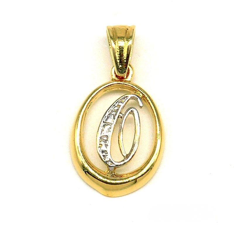 18K gold plated oval openwork initial O pendant, SKU 62LE061-O