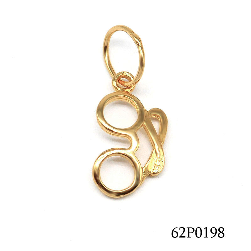 18K gold plated openwork round eyeglasses charm pendant, SKU 62P0198
